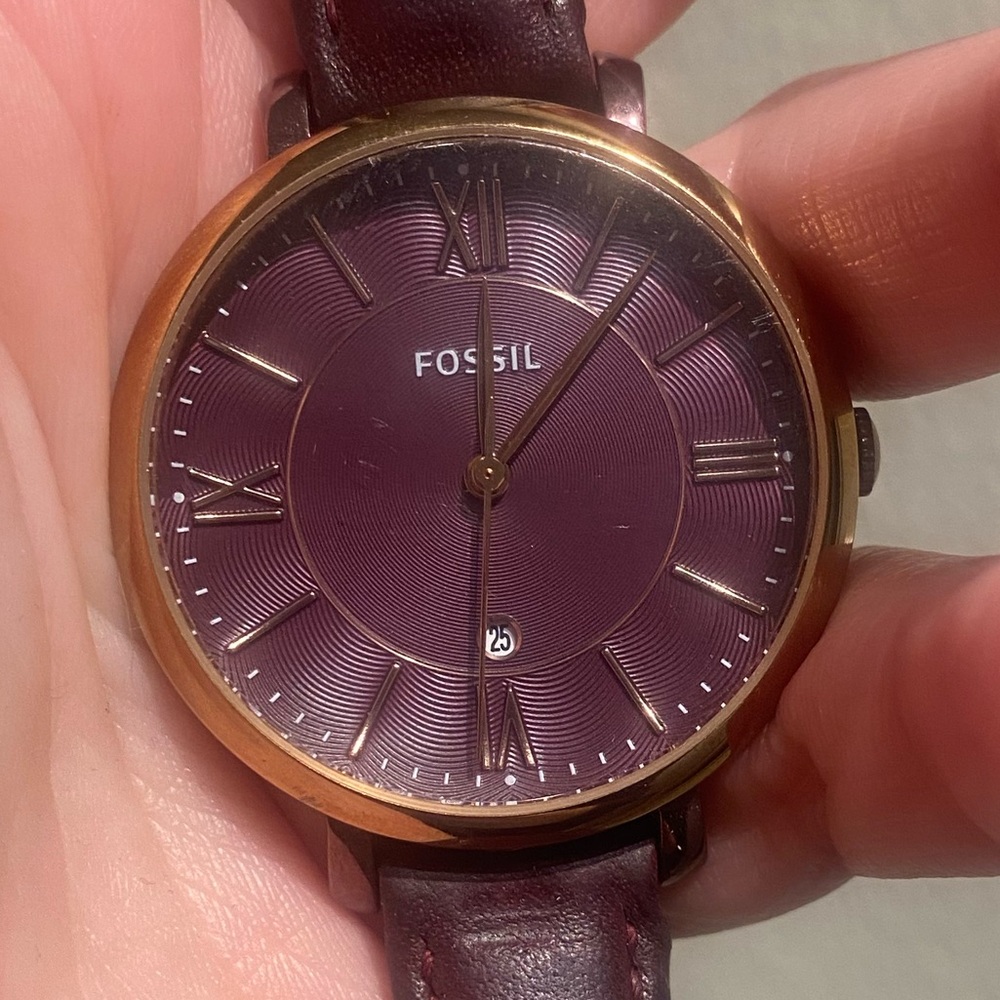 Fossil wristwatch (gold & burgundy)